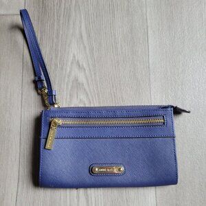 Anne Klein Jazzy Geos Large Blue Wristlet Evening Bag Clutch